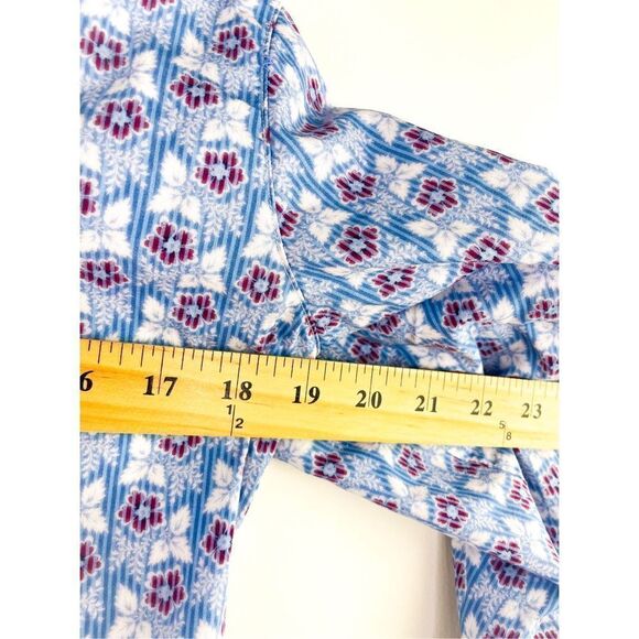 Johnson and Murphy - Blue floral partial button cotton collared shirt Size S - Picture 6 of 10